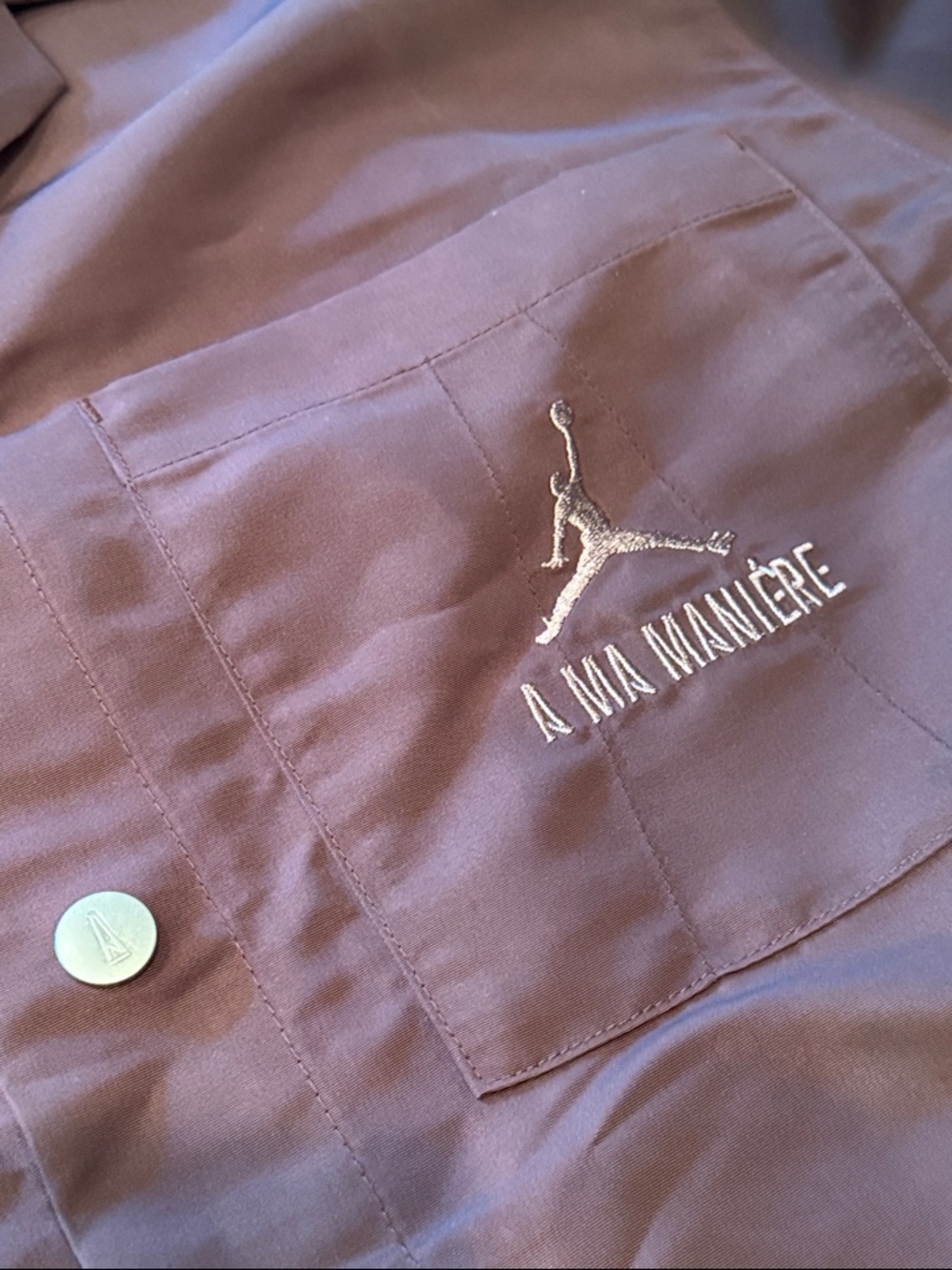 New Nike Jordan A Ma Maniere Warm Up Shirt Burgandy M $90!! - Picture 5 of 6